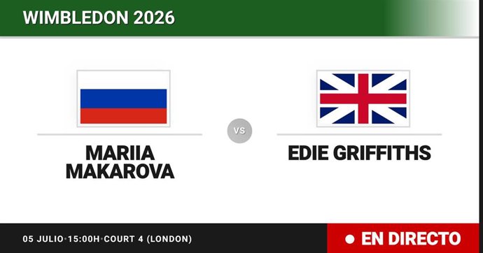 Mariia Makarova - Edie Griffiths: resumen y estadísticas del partido de Treintaidosavos de final de Wimbledon Juniors, Girls