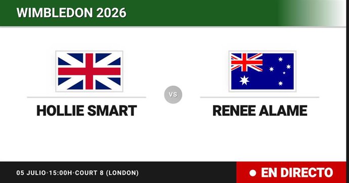 Hollie Smart - Renee Alame: resumen y estadísticas del partido de Treintaidosavos de final de Wimbledon Juniors, Girls