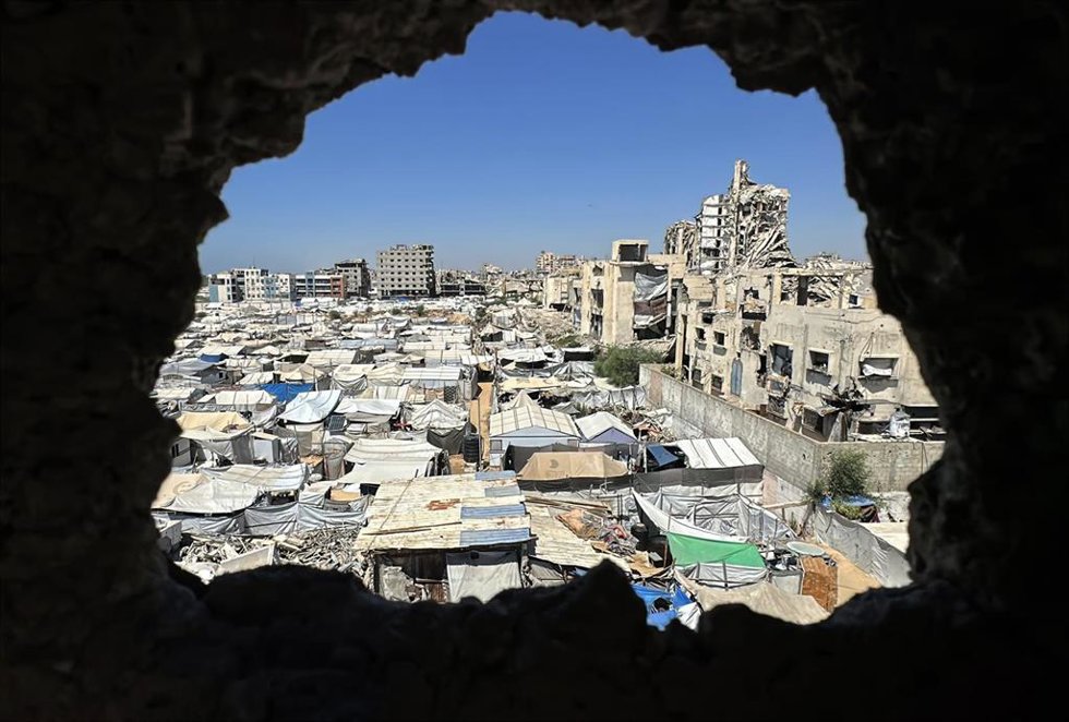 Tiendas de campaña de desplazados en la Franja de Gaza 