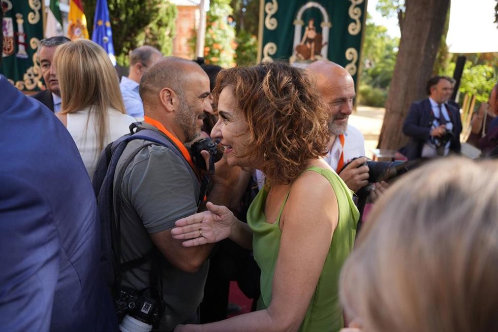 La secretaria general del PSOE-A, María Jesús Montero, durante el acto de toma de posesión de Juanma Moreno como presidente de la Junta de Andalucía. A 5 de julio de 2026 en Sevilla (Andalucía, España). 