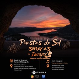 Cartel de las 'Puestas de Sol Sonoras' en Iznájar.