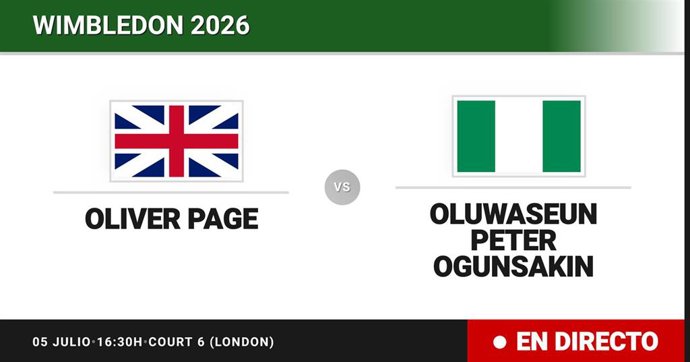 Oliver Page - Oluwaseun Peter Ogunsakin: resumen y estadísticas del partido de Treintaidosavos de final de Wimbledon Juniors, Boys
