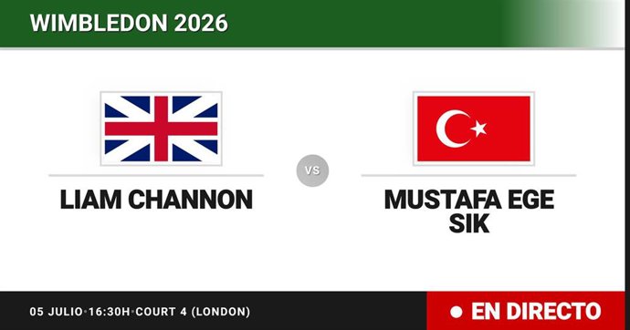 Liam Channon - Mustafa Ege Sik: resumen y estadísticas del partido de Treintaidosavos de final de Wimbledon Juniors, Boys