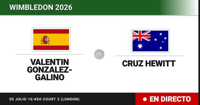 Valentin Gonzalez-Galino - Cruz Hewitt: resumen y estadísticas del partido de Treintaidosavos de final de Wimbledon Juniors, Boys