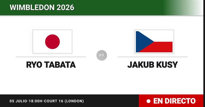 Ryo Tabata - Jakub Kusy: resumen y estadísticas del partido de Treintaidosavos de final de Wimbledon Juniors, Boys