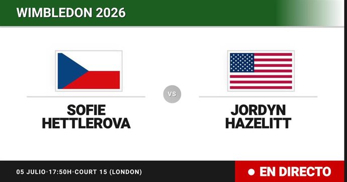 Sofie Hettlerova - Jordyn Hazelitt: resumen y estadísticas del partido de Treintaidosavos de final de Wimbledon Juniors, Girls