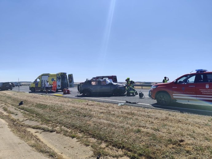 Accidente en la A-67 en Herrera de Pisuerga (Palencia).