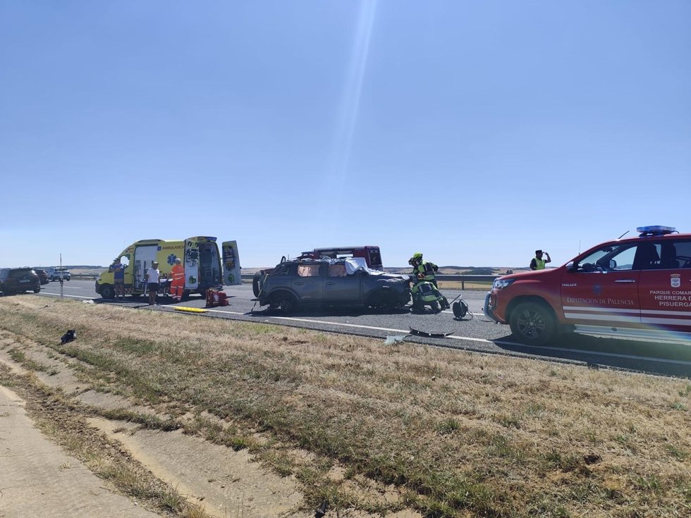Accidente en la A-67 en Herrera de Pisuerga (Palencia).