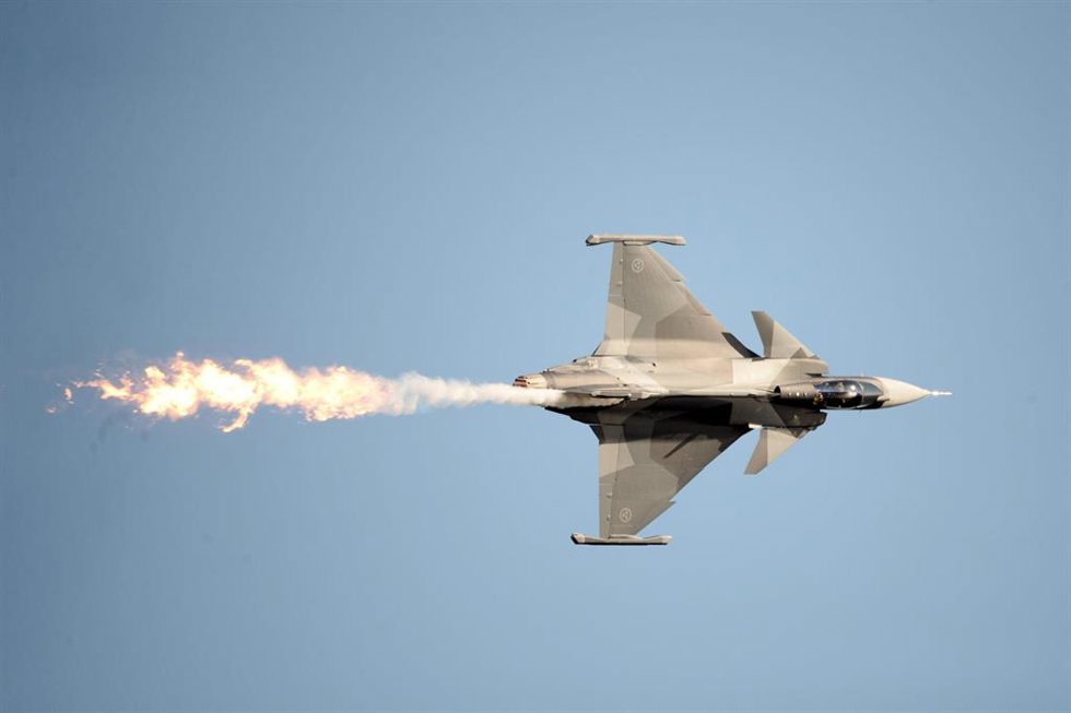 Archivo - Avión de combate Saab Gripen E (archivo)