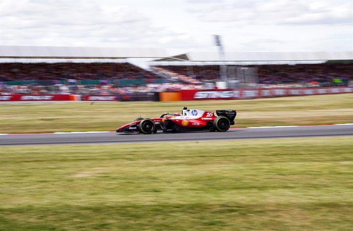 05 July 2026, United Kingdom, Towcester: Monegasque Formula one driver Charles Leclerc of the team Ferrari races during the British Formula One Grand Prix at Silverstone Circuit. Photo: Matthew Vincent/PA Wire/dpa