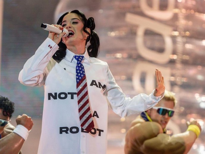 La cantante Katy Perry durante una actuación en el Auditorio Miguel Ríos, a 5 de julio de 2026, en Rivas-Vaciamadrid, Madrid (España)