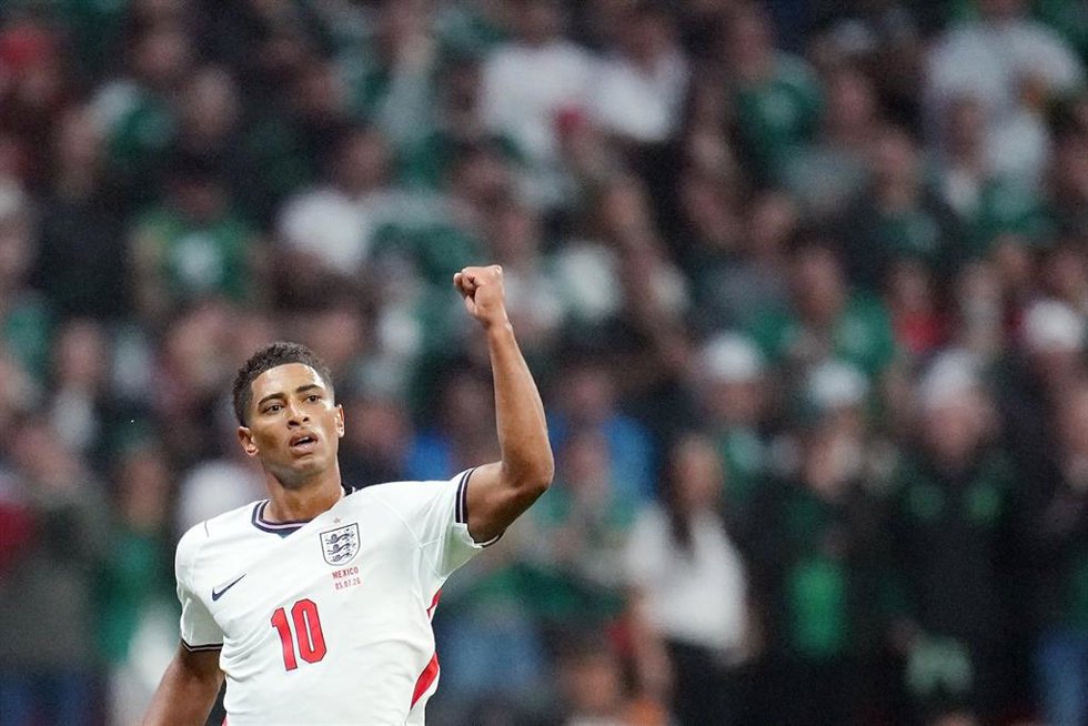 El centrocampista inglés Jude Bellingham celebra un gol ante México en los octavos de final del Mundial 2026.