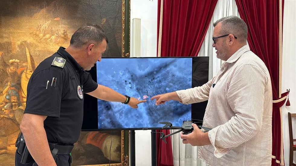 Imágenes del dron equipado con visión térmica que desplegó la Policía Local de Lorca ante la actuación