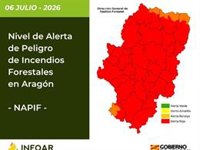 Alerta roja por riesgo de incendios forestales este lunes prácticamente en la totalidad de Aragón
