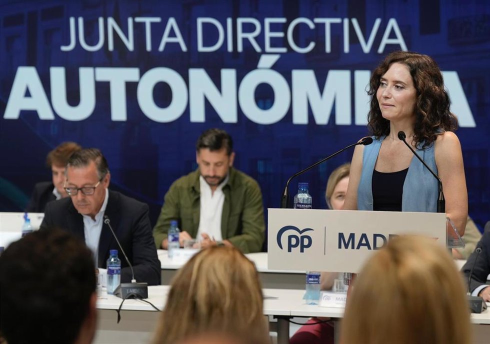 La presidenta de la Comunidad de Madrid, Isabel Díaz Ayuso, en la Junta Directiva Autonómica del PP de Madrid