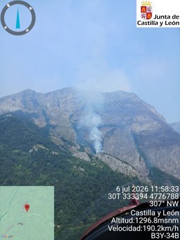 Incendio en Ribota de Sajambre (León).
