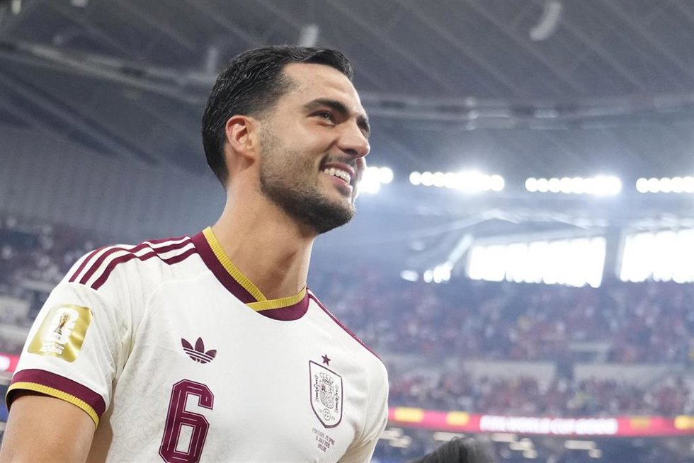 El centrocampista español Mikel Merino durante el partido ante Portugal en los octavos de final del Mundial 2026.