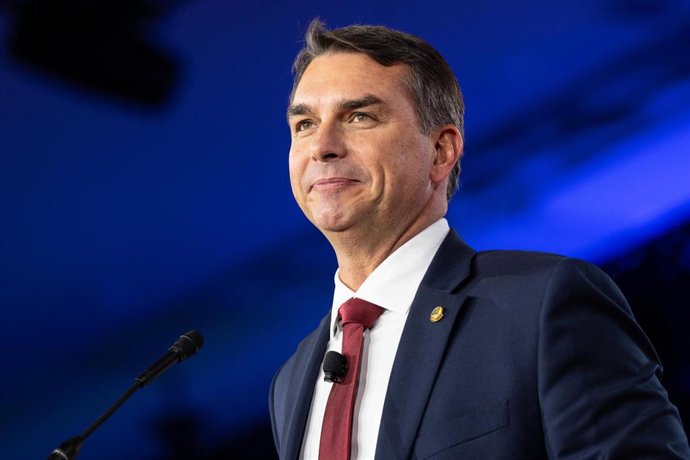 Archivo - El senador ultraderechista brasileño Flávio Bolsonaro en la conferencia conservadora estadounidense CPAC en Texas, EEUU