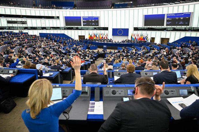 Archivo - Arquivo - Vista geral do hemiciclo do Parlamento Europeu em sua sede em Estrasburgo (França).