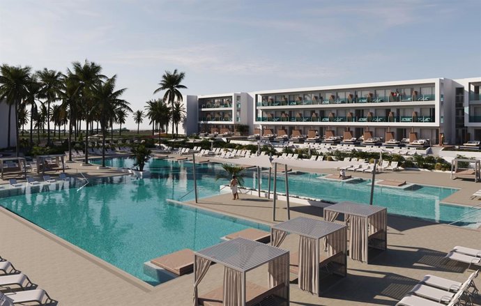 Recreación de cómo quedará una de las 24 piscinas del Hotel Elba Corralejo Resort & Spa
