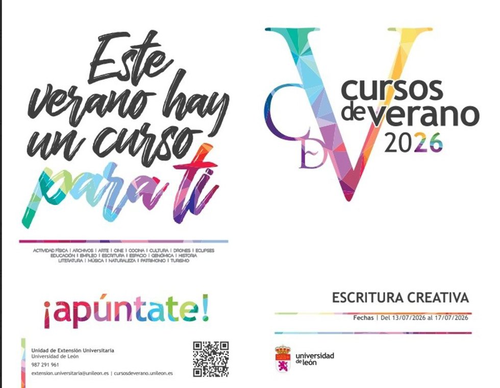 Cartel del curso de la ULE sobre escritura creativa.