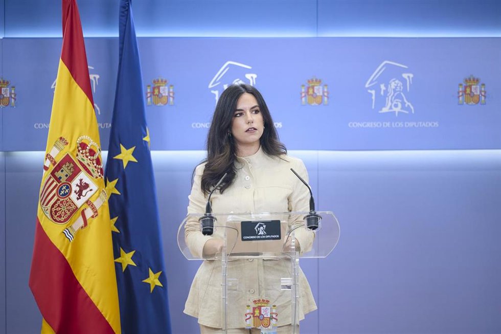 Archivo - La portavoz de VOX en el Congreso, Pepa Millán,  durante una rueda de prensa, en el Congreso de los Diputados, a 12 de mayo de 2026, en Madrid (España).