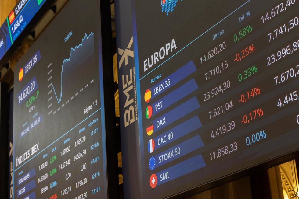 Archivo - Estado de la Bolsa de Madrid, a 7 de agosto de 2025, en Madrid (España). 