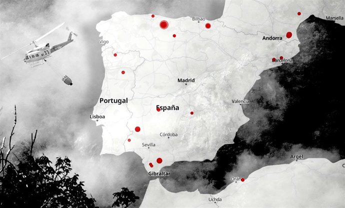 Incendios forestales en España hoy: consulta en tiempo real los focos detectados por satélite