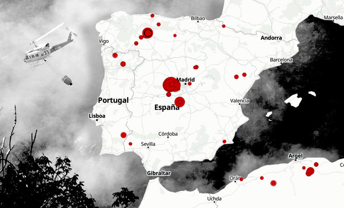 Incendios forestales en España hoy: consulta en tiempo real los focos detectados por satélite
