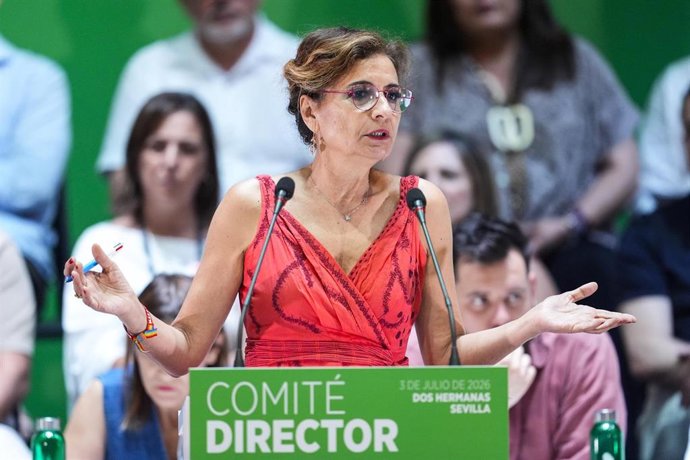 La secretaria general del PSOE-A y portavoz del Grupo Socialista, María Jesús Montero, interviene ante el Comité Director del partido el pasado viernes.