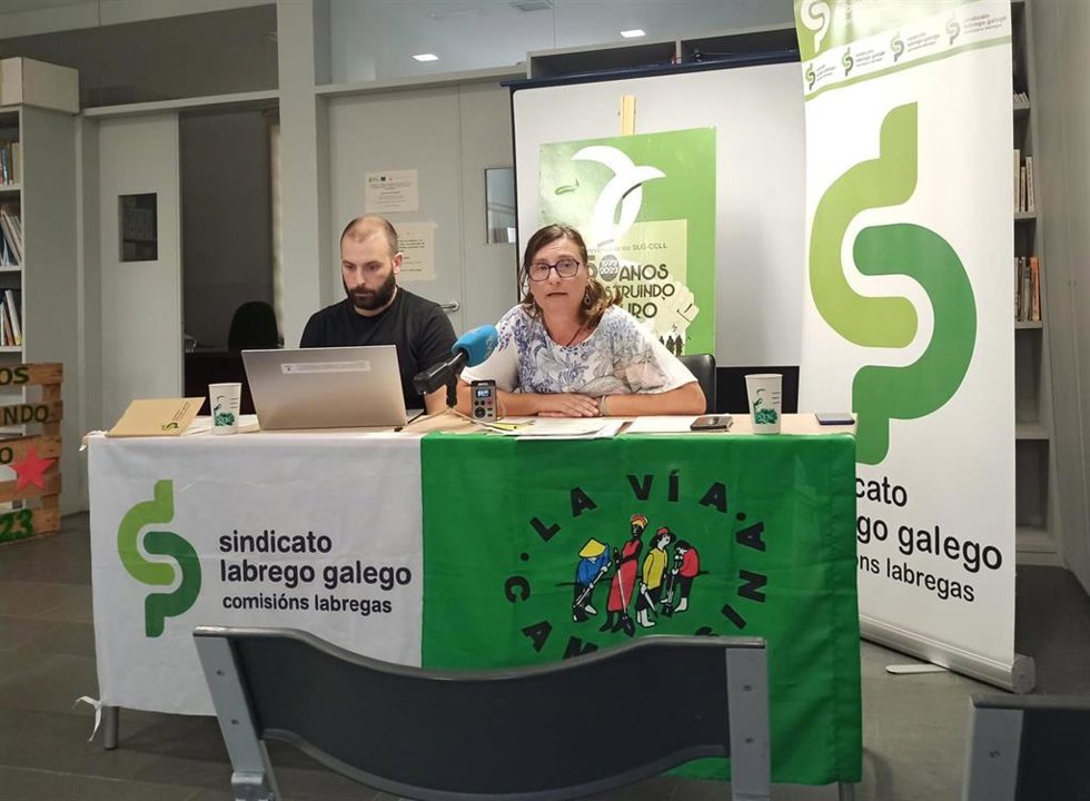 Rueda de prensa de Brais Álvarez y María Ferreiro, del Sindicato Labrego
