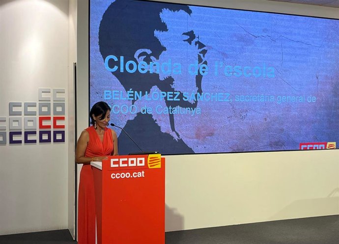 La secretaria general de CC.OO. En Catalunya, Belén López, durante la clausura de la 35 Escola d'Estiu de CC.OO. En Barcelona