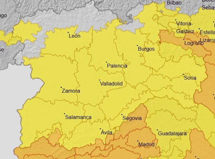 Avisos metorológicos para el 8 de julio de 2026 en Castilla y León.
