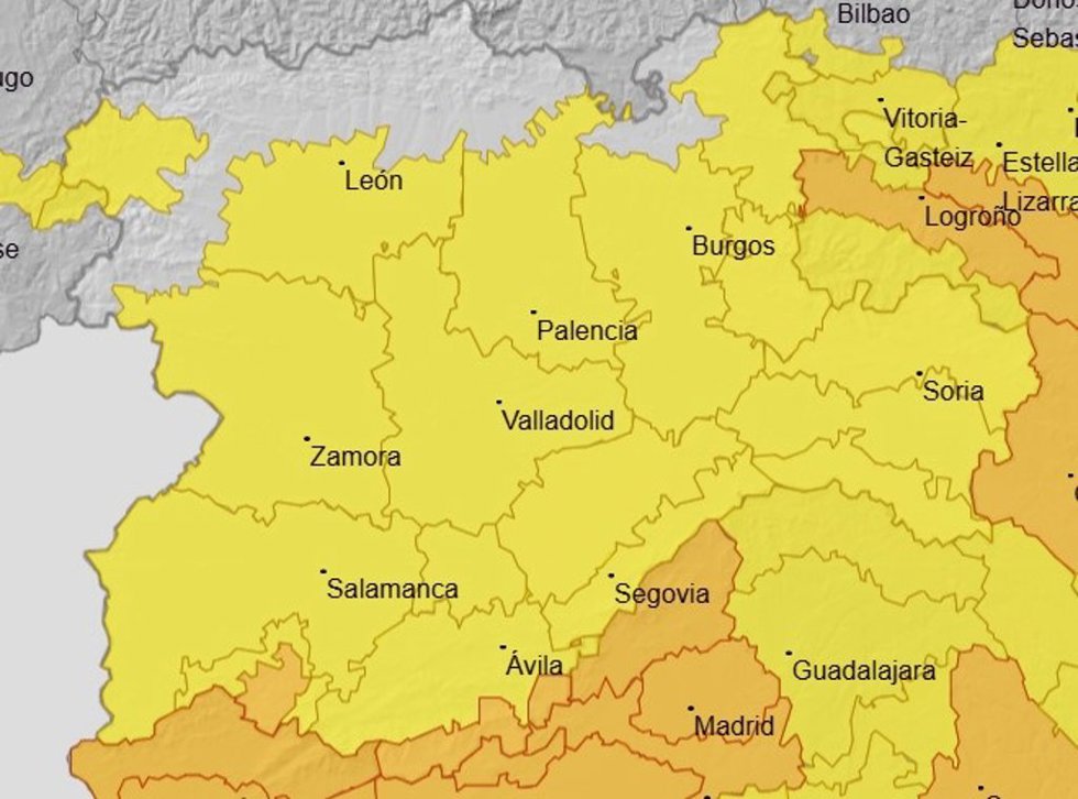 Avisos metorológicos para el 8 de julio de 2026 en Castilla y León.