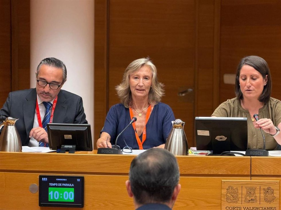 María Pérez-Hickman este miércoles durante la comisión de investigación sobre Les Naus en Les Corts Valencianes