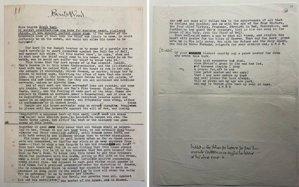 Documento inédito de Tolkien hallado en una biblioteca de Oxford.