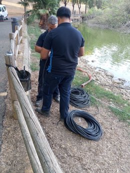 Instalación de aireadores en parques hispalenses.