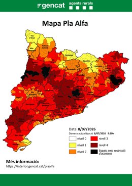 Mapa del Pla Alfa a Catalunya aquest dimecres