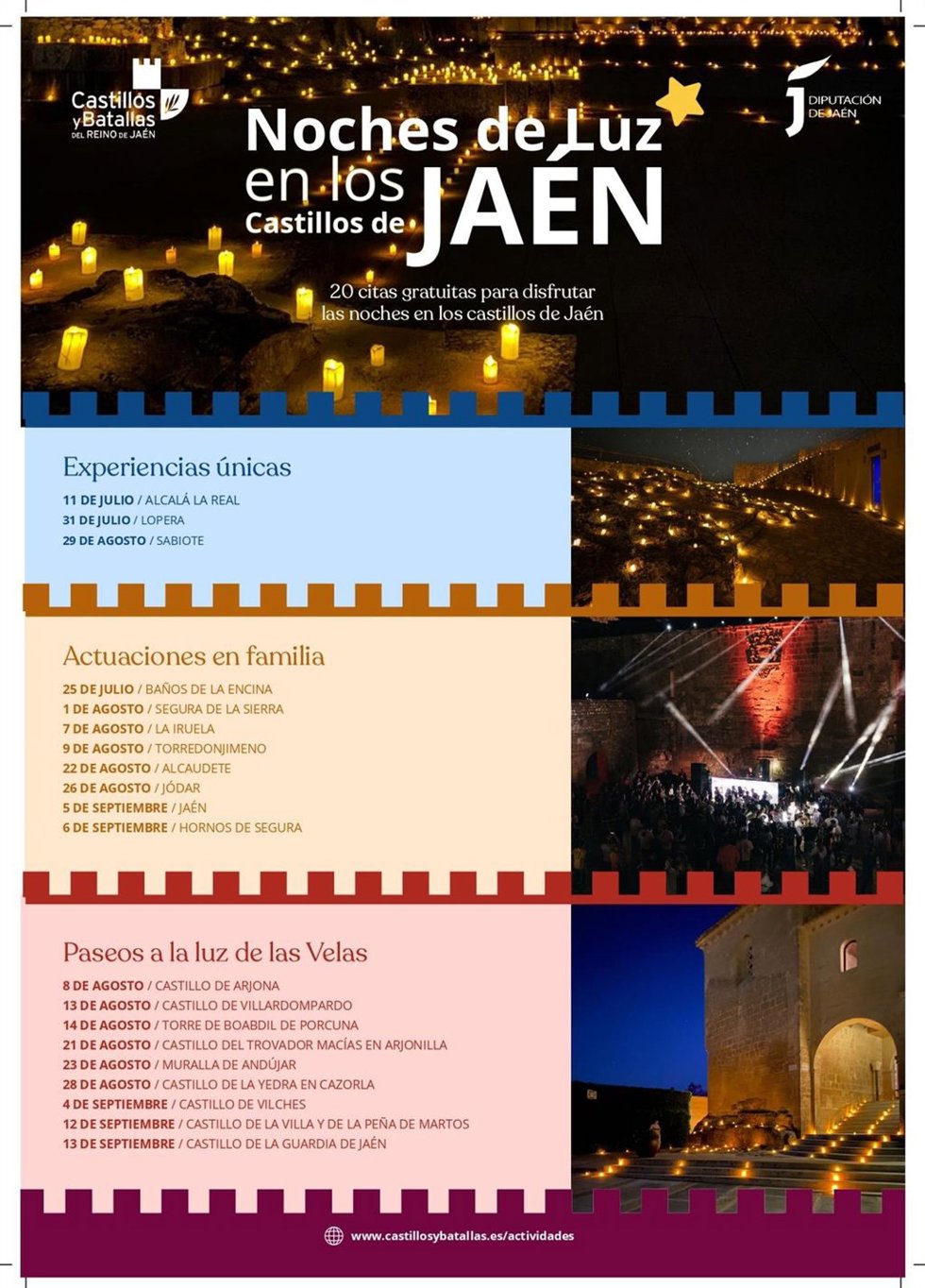 Cartel del programa 'Noches de luz en los castillos de Jaén'.