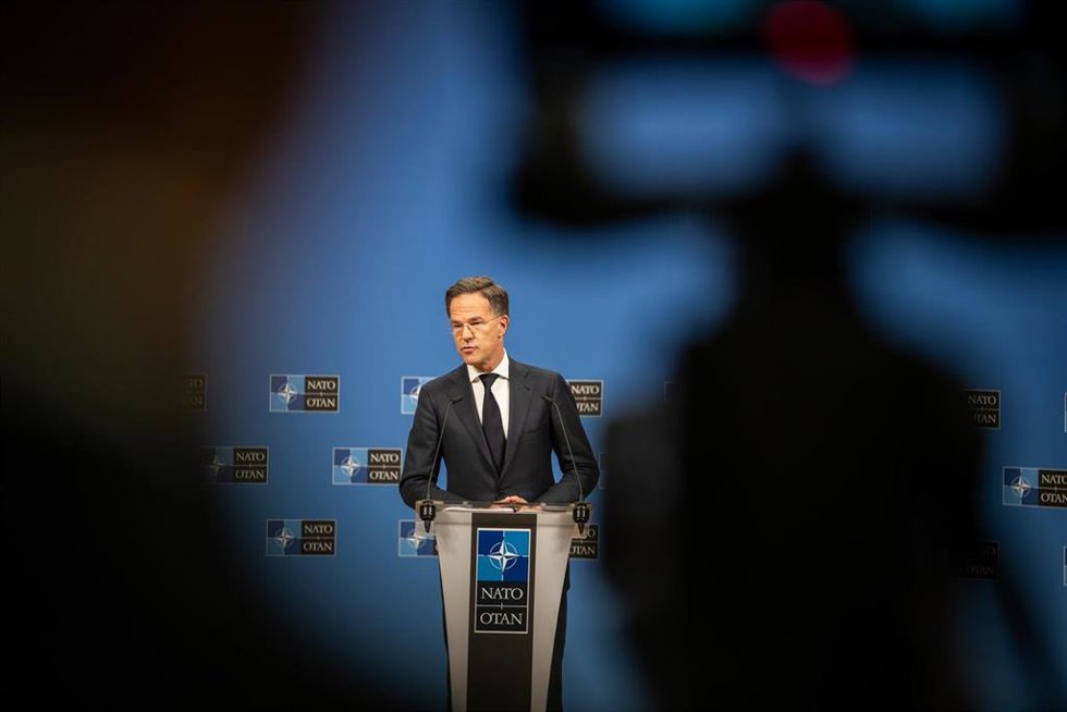 Archivo - El secretario general de la OTAN, Mark Rutte, en una rueda de prensa.