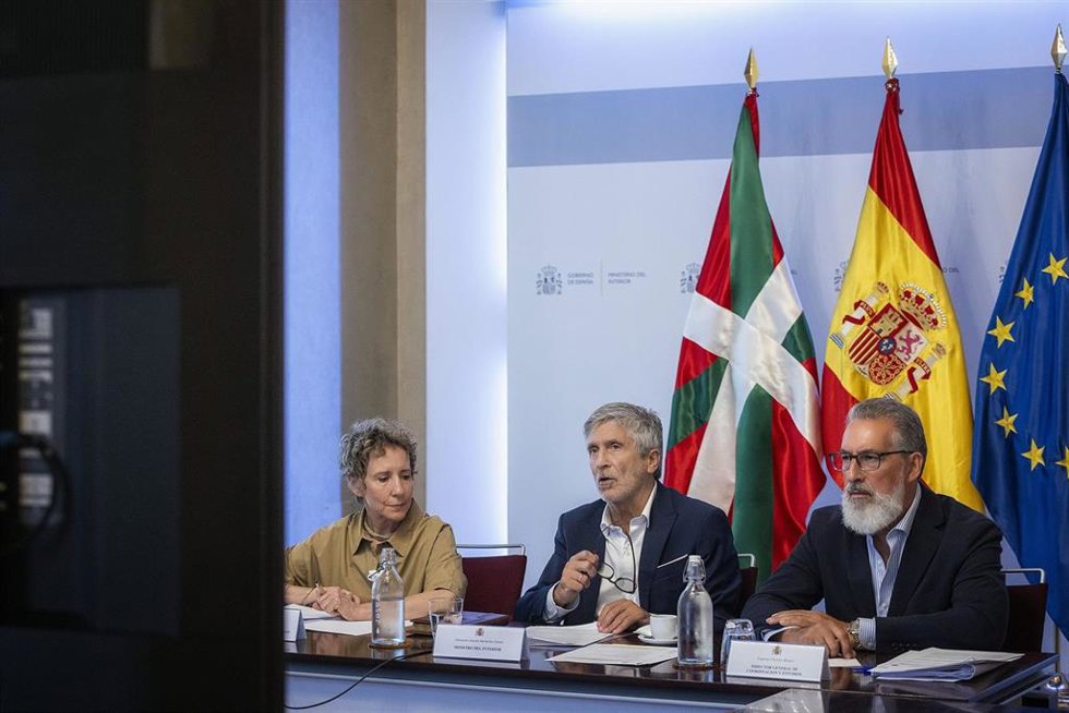 El ministro del Interior, Fernando Grande-Marlaska, durante la reunión de la Junta de Seguridad del País Vasco