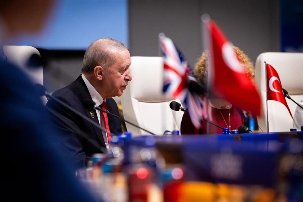 El presidente de Turquía, Recep Tayyip Erdogan, durante la cumbre de la Alianza celebrada este martes y miércoles en Ankara, la capital de Turquía.