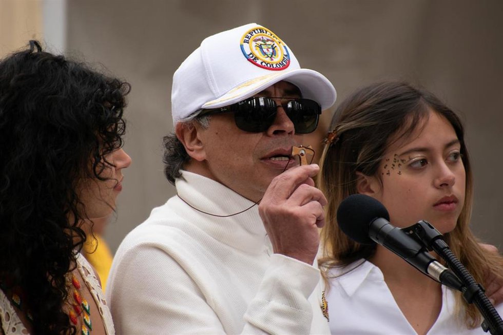 El presidente colombiano, Gustavo Petro, durante la jornada electoral. 