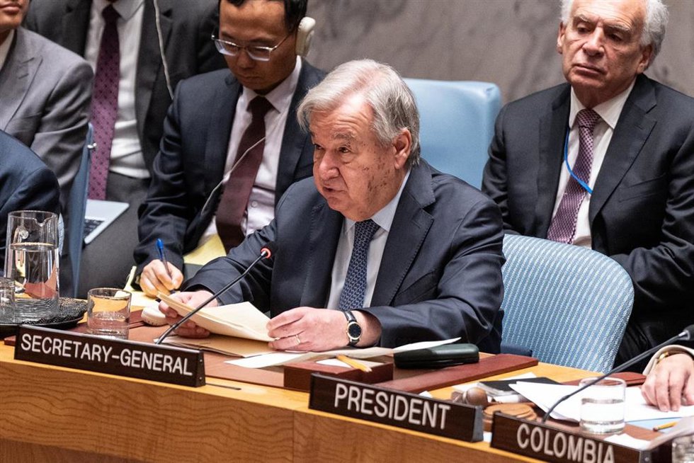 El secretario general de la ONU, Antonio Guterres, durante una sesión del Consejo de Seguridad.