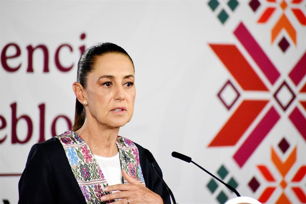 La presidenta mexicana, Claudia Sheinbaum, durante una rueda de prensa.