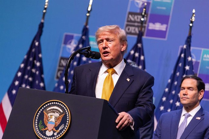 8 de julho de 2026, Ancara, Turquia: O presidente Donald Trump responde a perguntas de jornalistas durante uma coletiva de imprensa sobre os resultados da Cúpula da OTAN.