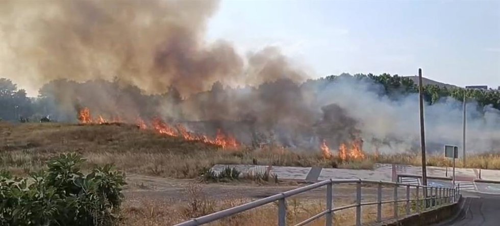 Incendio agrícola en el barrio logroñés de Varea