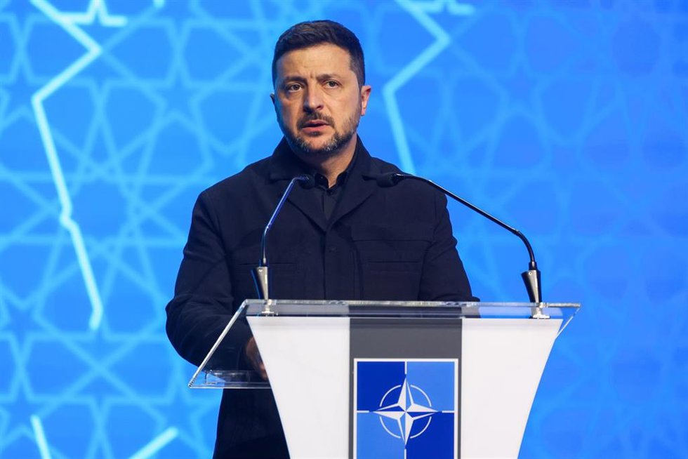 El presidente ucraniano, Volodimir Zelenski, en declaraciones desde la cumbre de la OTAN en Ankara.