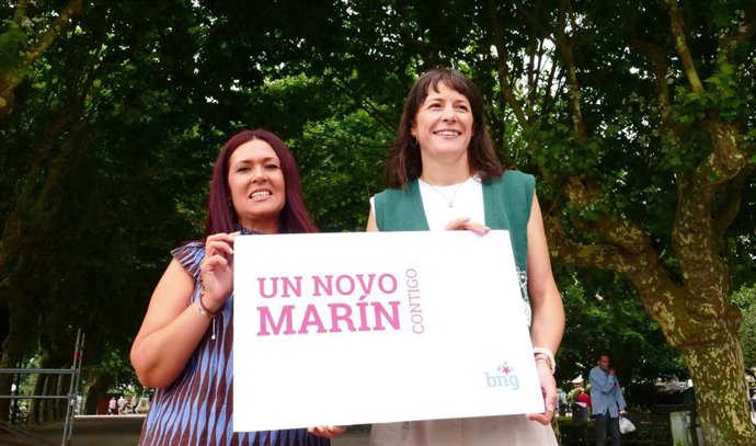 La portavoz nacional del BNG, Ana Pontón, junto a la candidata a la Alcaldía de Marín.