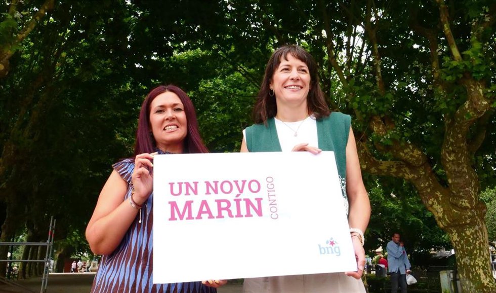 La portavoz nacional del BNG, Ana Pontón, junto a la candidata a la Alcaldía de Marín.